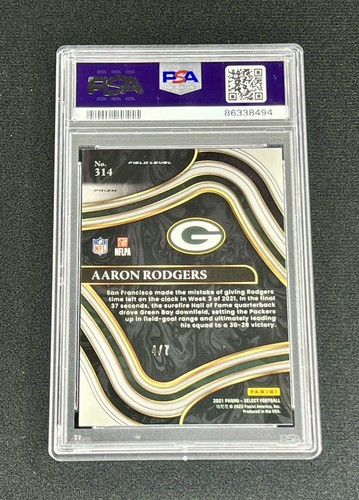 2022 Select AARON RODGERS Neon Orange Pulsar Prizm SSP /7 Packers Jets #314 - Picture 2 of 3