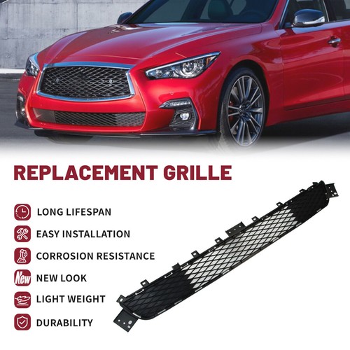Front Bumper Lower Grille w/ Fog Light Covers For 2018-2022 Infiniti Q50 Sport - Picture 12 of 13