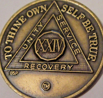 Alcoholics Anonymous AA 24 year OLD Bronze Medallion Coin Token ...