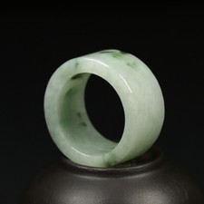 Size 9 Certified Grade A Oil Green Natural Jadeite Jade Ring Thumb 19mm / 01017