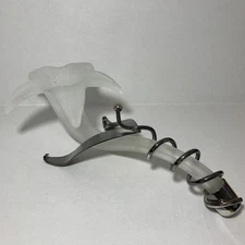 Vintage Oneida Amaryllis Frosted Glass Bud Vase Horizontal Silver Cottagecore