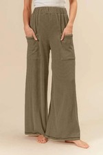 Trendsi 2Tone Ribbed Pants Women's Casual Everyday Pants Side Pockets USA Ship