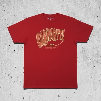 Brand New Carhartt WIP Hot Script T Shirt Sz Small Loose Fit Graphic Red