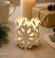 IKEA VINTERFINT Winter Christma Snowflake Tealight Holders  Set of 2, White NEW
