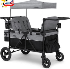 4 Seater Stroller Wagon Premium Quad Stroller Wagon for 4 Kids with Convertible