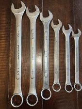 Lot Of 6 Wrenches. Evercraft 1-1/2" 1-3/8” 1-7 Large Open End Box End 12 Point