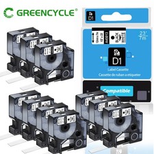 For Dymo D1 12mm Label Tape Black on White 45013 S0720530 Cassette 1/2" 10Packs