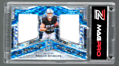 2024 Spectra Brock Bowers RC Neon Blue Prizm /50 Dual Relic Raiders Rookie CLEAN