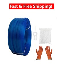 Versatile Manual Banding Strapping Kit - 330 Ft of Poly Strapping and 100 Clips