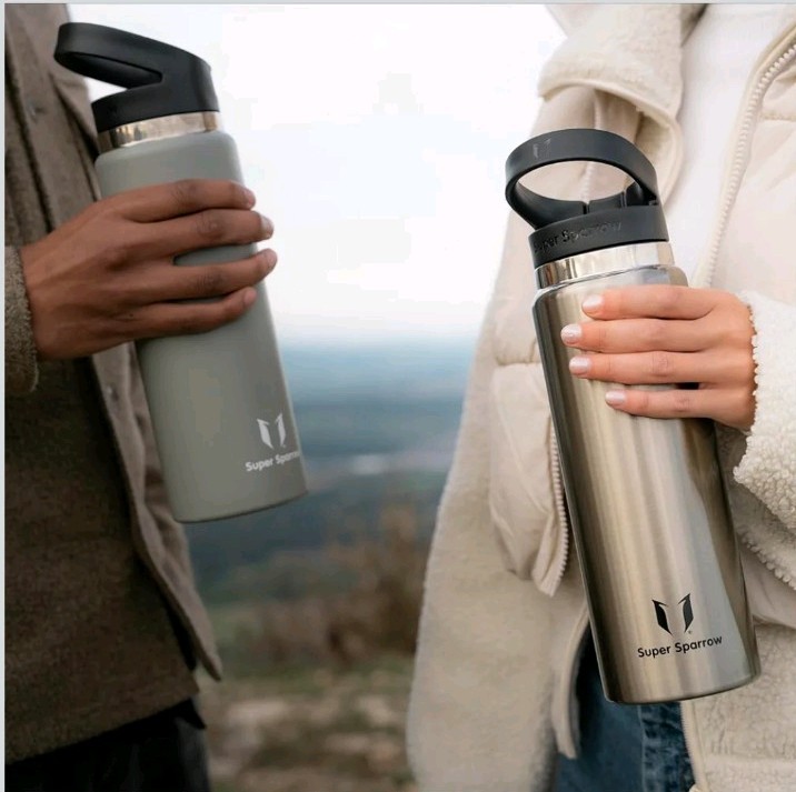 Super Sparrow 1L Stainless Steel Insulated Water Bottle Straw Lid Flask image 4