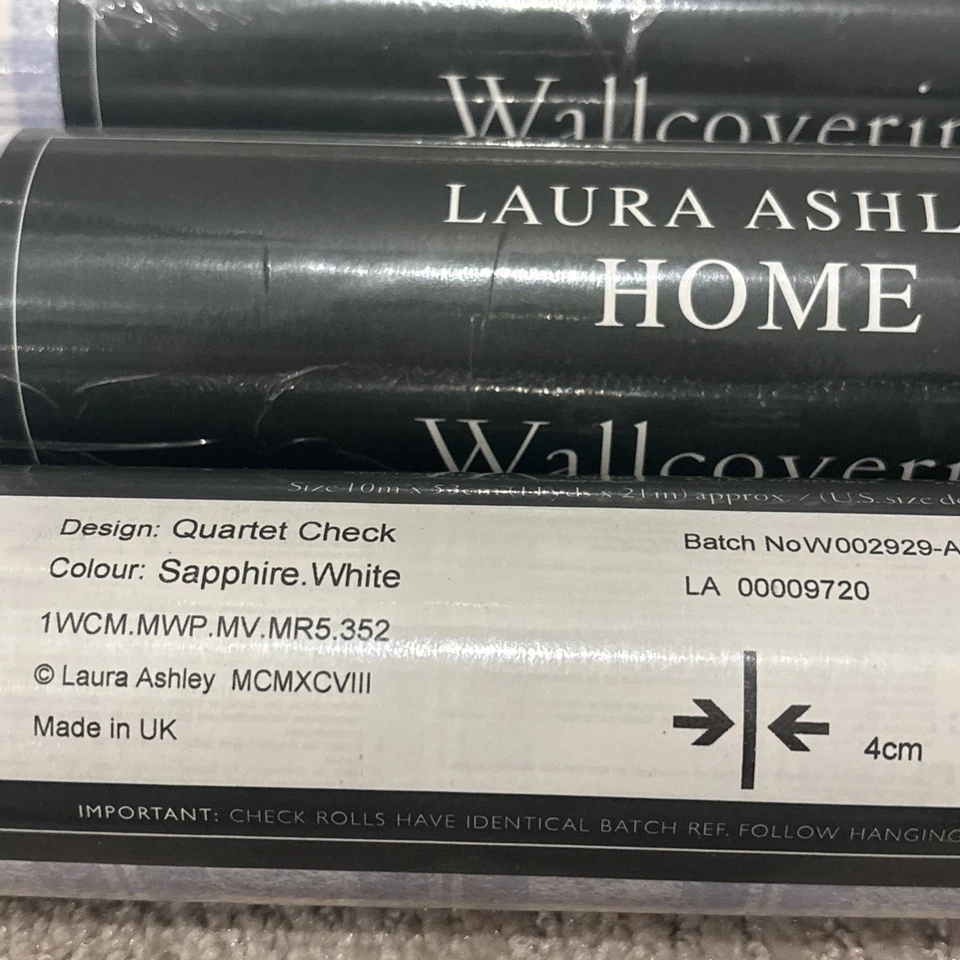 VTG Laura Ashley Home Vinyl Wallcovering Quartet Check 11 yds NEW Lot of 4 - Image 3 of 4