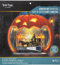 Brea Reese JACK-O'-SCENE Scratch Art Paper Pad 12" x 12" Halloween NEW