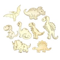 8 Pcs Unfertige Dinosaurier-Bastelarbeiten Diy Holzscheiben Holzornamente