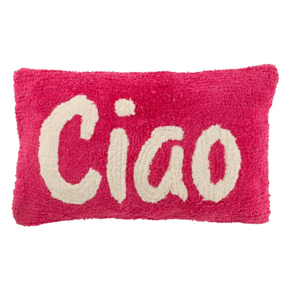 Coussin en coton tufté 30x50cm rose Polly avec finitions soignées pour banquette