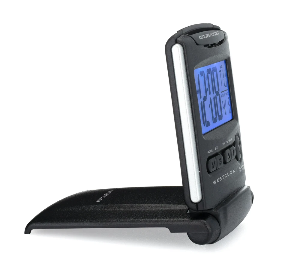 RELOJ DESPERTADOR DE VIAJE LCD CON PANTALLA DELGADA NEGRO. Reloj despertador digital de viaje Foto 2 de 4