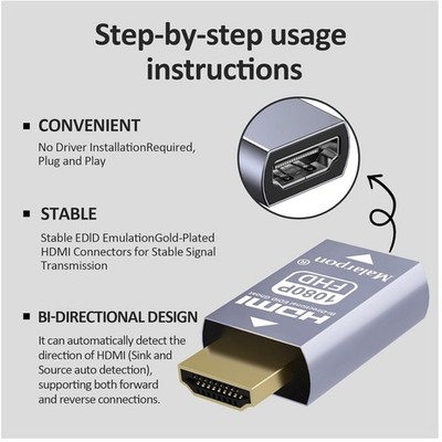 HDMI Emulator Aluminum Gen 3 - Keep EDID Active