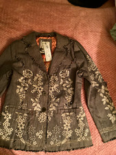 Paparazzi Women s Black Floral Blazer Jacket S Embroidered Sequin Lined Button