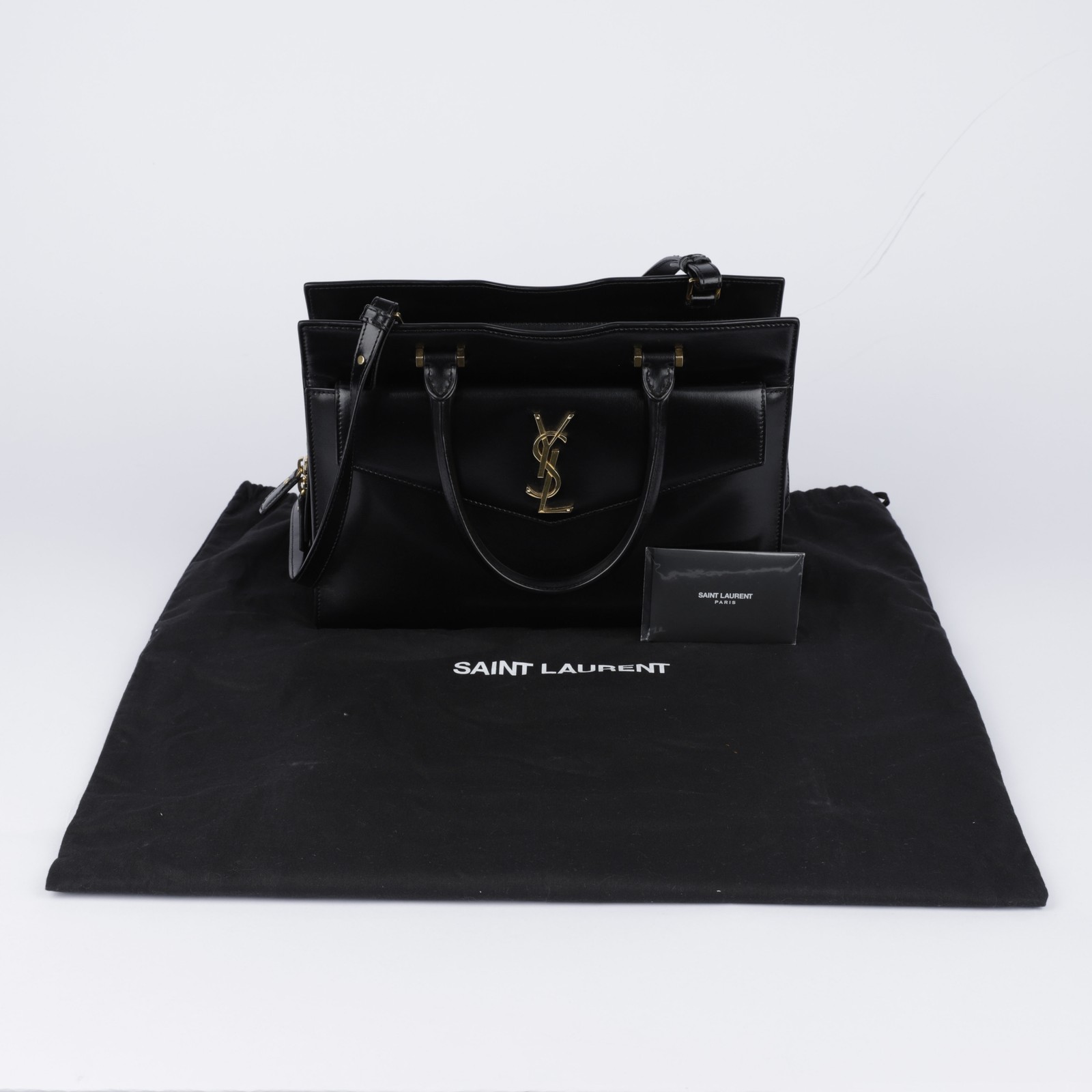 Borsa a tracolla Saint Laurent media in pelle nera Uptown 557653 27563002
