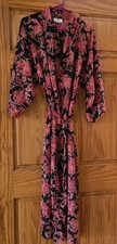 90s Victoria  s Secret Silky Satin Dramatic Red Floral Vintage Kimono Maxi Robe S