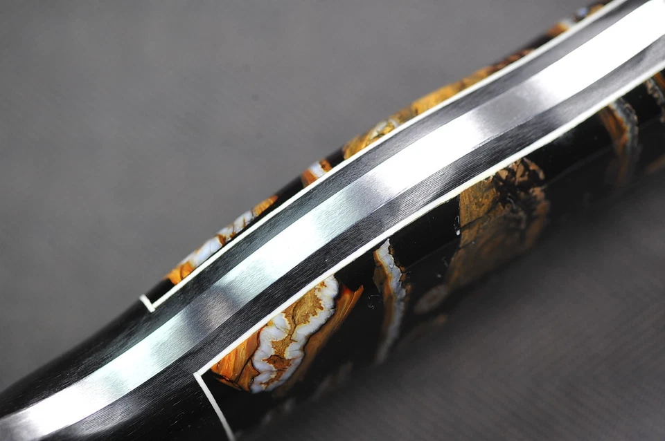 Colmillo táctico personalizado Busse .215" satinado INFI, negro G10 G-rexed mango de madera mezclado Foto 4 de 4