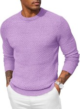Men's Slim Fit Knit Crewneck Sweater Long Sleeve Pullover Casual Lightweight Top