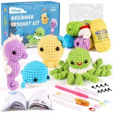 Pllieay Crochet Kit for Beginners, Beginner Crochet Kit for Adults  Kids with S