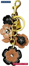Flower Bag Charms for Women, Cute Leather Flower Keychain for Handbags Totes B