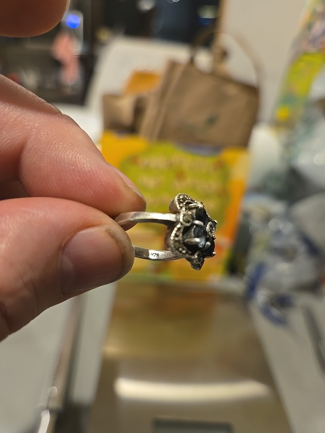 old art Deco 925 Silver Ring - image 10