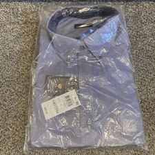 Club Room The Estate Dress Shirt Men  s 18 34/35 Blue Stripe Wrinkle Resistant