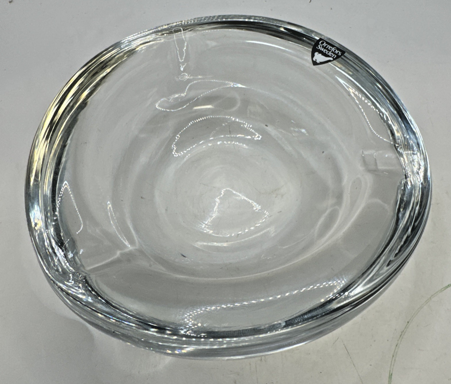 Orrefors Crystal Octagonal Clear Glass Heavy Thick Dish Bowl Ashtray Sweden VTG