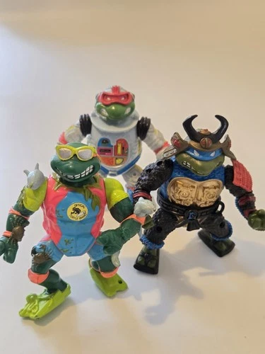 Lot Of 3 TMNT Teenage Mutant Ninja Turtles Action Figures Vintage 1989 1990
