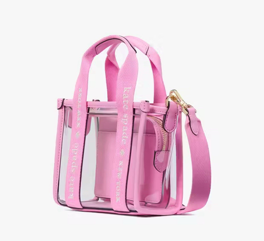 kate spade かごバッグ ピンク Kate Spade Kip Clear Small Mini Tote - Surf Pink - AUTHENTIC - NWT