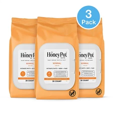 The Honey Pot Feminine Wipes Normal 30ct 3 Pack Intimate Use New