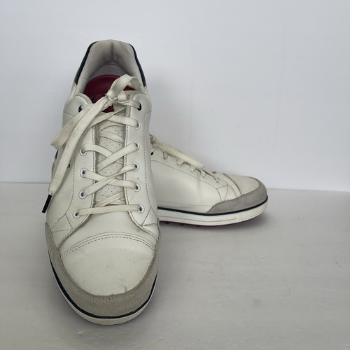 Crocs Karlson Mens 12.5 Golf Shoes White Leather Spikeless Sneaker Cleats 15099