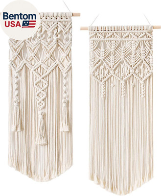 2 Pcs Macrame Woven Wall Hanging Boho Chic Geometric Art Decor - Beautiful Bedro