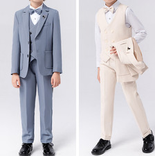 5pcs Boys Suit Set Modern Fit Kids Child Suits Boys Wedding Outfits Jacket Pants