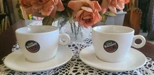 CAFFE VERGNANO ESPRESSO COFFEE SET OF TWO CAPPUCCINO Cups & SAUCERS MINT COND. 
