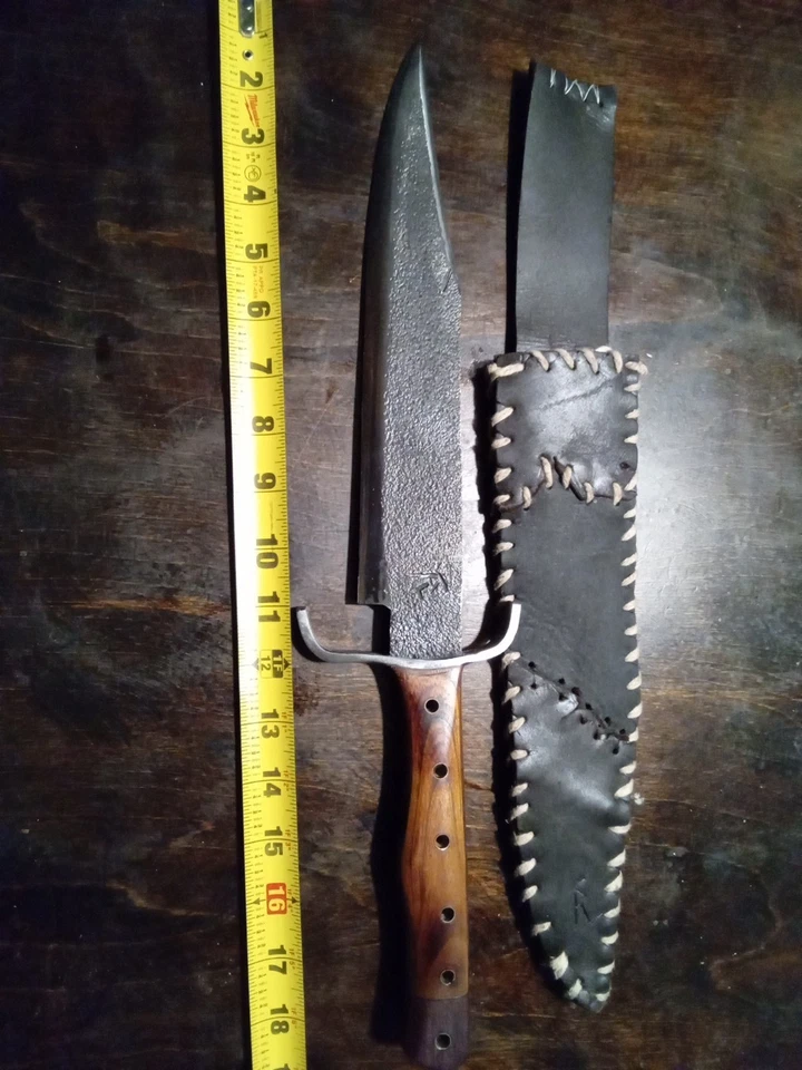 Custom Handmade in the USA wood Handled Bowie Knife With Leather Sheath - Image 2 of 4