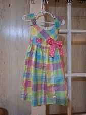 Bonnie Jean Girls Plaid Dress Bow Sleeveless Lightweight Size 4T Multicolor