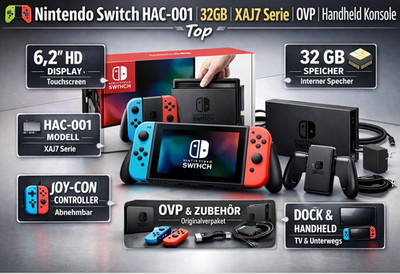   Nintendo Switch HAC-001 Handheld Console XAJ7 Serie Spiel Gaming Konsole  OVP