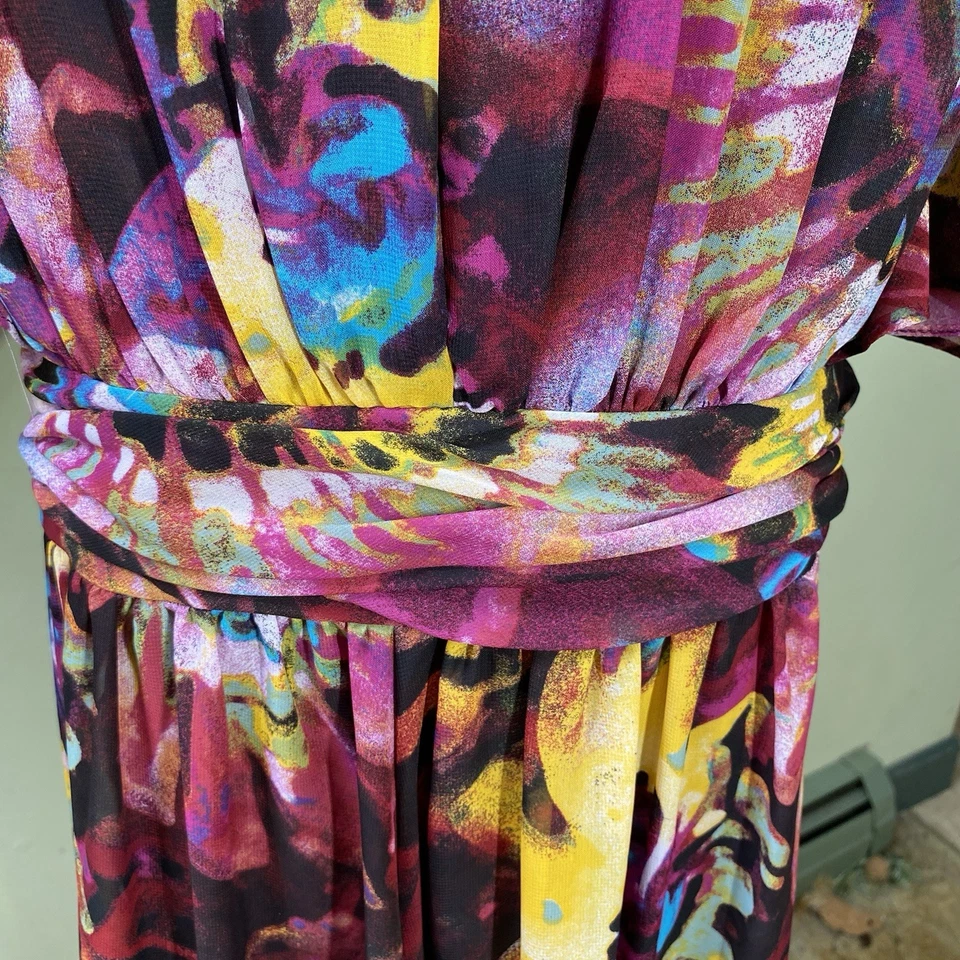 Roaman's Womens Sz 20W Purple Floral Flutter Sleeve Maxi Dress Flowy Cottagecore - Image 3 of 4