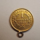 1853   $1 DOLLAR LIBERTY HEAD TYPE 1 GOLD COIN **ex jewerly** FREE SHIPP! C3083