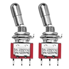 2pcs SPDT Mini Toggle Switch 3 Pin 2 Position ON/ON 5A/125V 3A/250V Heavy Dut...