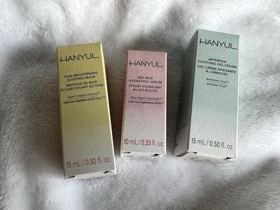 Lot of 3 HANYUL Skin Care Travel Set - Sleeping Mask, Hydrating Serum, Gel Cream