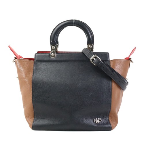 GIVENCHY Leather Shoulder Bag Black Brown Red Zip Top Handle
