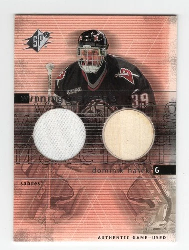 2000-01 SPx Dominik Hasek Winning Materials DH Buffalo Sabres White