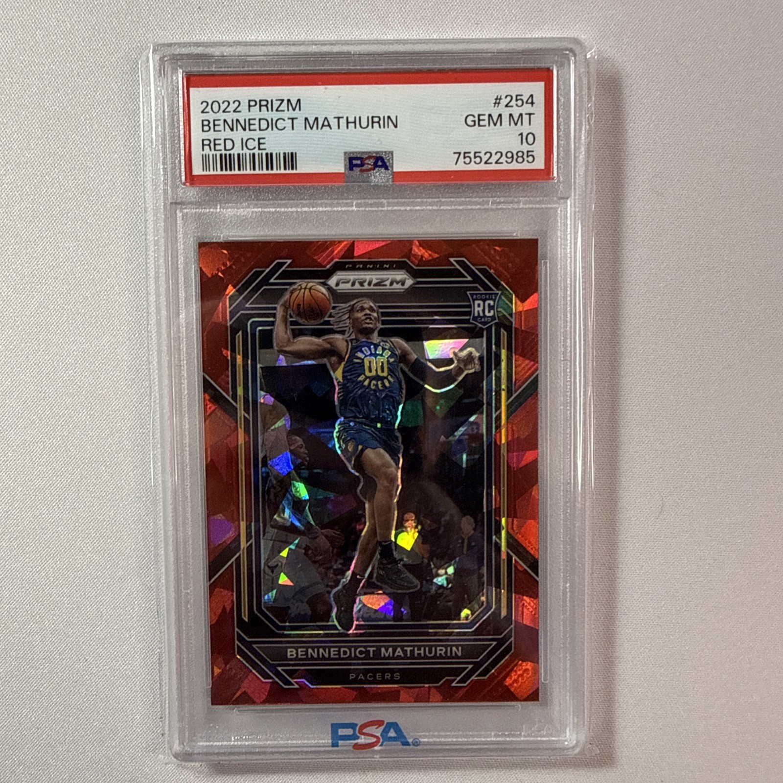 2022 PRIZM RED ICE #254 BENNEDICT MATHURIN ROOKIE RC PACERS PSA 10!
