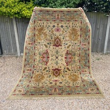 Green Wool Area Rug Large Ziegler Vintage Traditional Muted Oriental Carpet