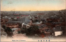 Whole View of Yokohama Japan Hand Colored Postcard 1914 Mailed