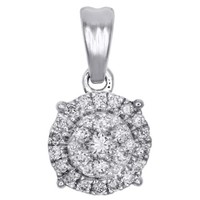 14K WeißGold Damen Diamant AnhäNger Blume 4 Krappen Halo Charm 1/4 CT